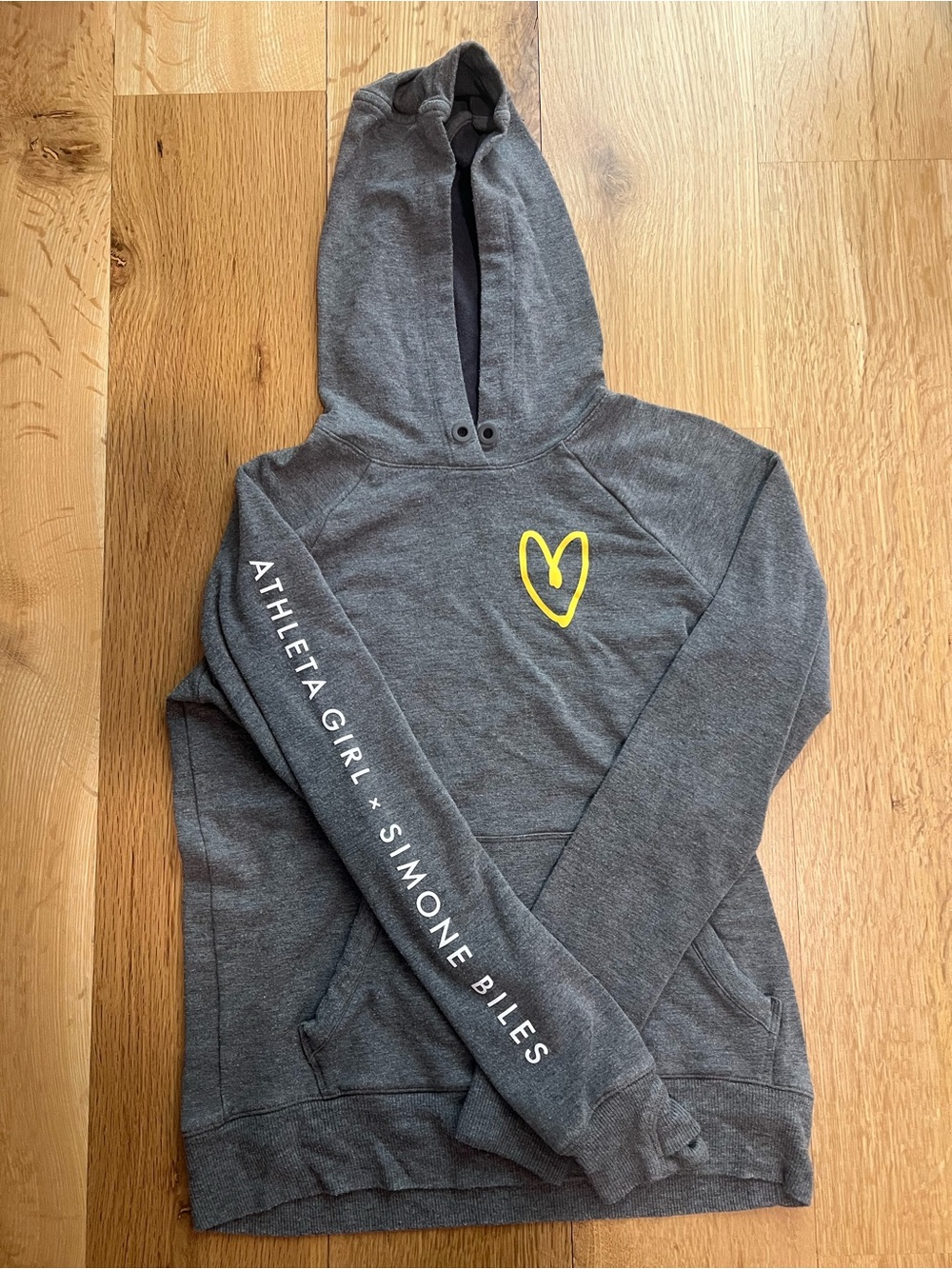 Athleta Girl x Simone Biles Gray Hoodie with Yellow Heart